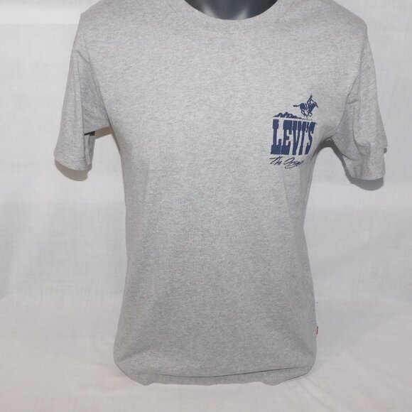 Levi's Original Gray Blue Cowboy Spellout Mens M Graphic T Shirt - Picture 3 of 9